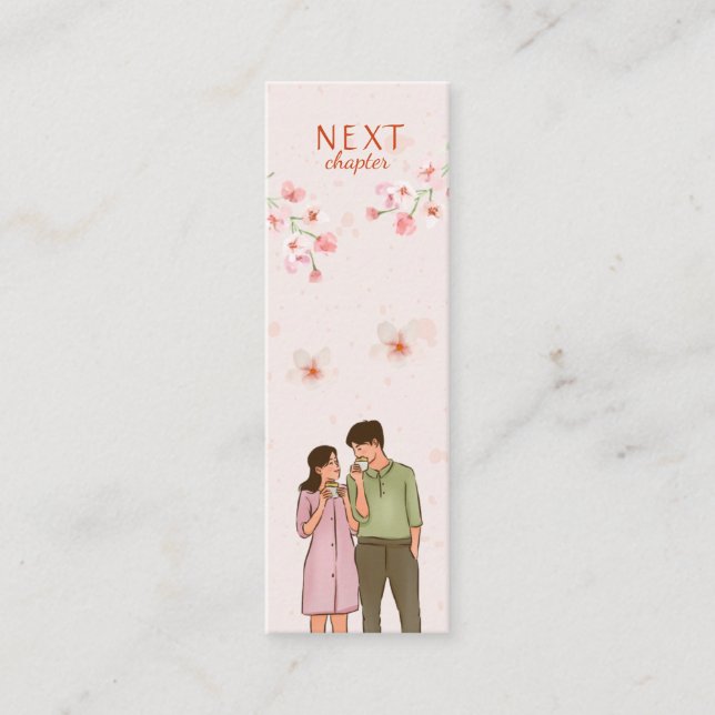 Romance Genre Pink Floral Mini Bookmark  Calling Card (Front)