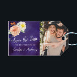 Romance In Bloom Wedding Save the Date Gift Tags<br><div class="desc">This collection features a moody midnight blue background with trendy typography and floral accents. Easily personalise the design with your wording to make these save the date cards totally unique to your special day.</div>