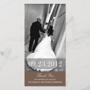ROMANCE IN BROWN WEDDING THANK YOU CARD