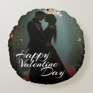 Romance in the Rose Hall for Valentine's Day Round Cushion