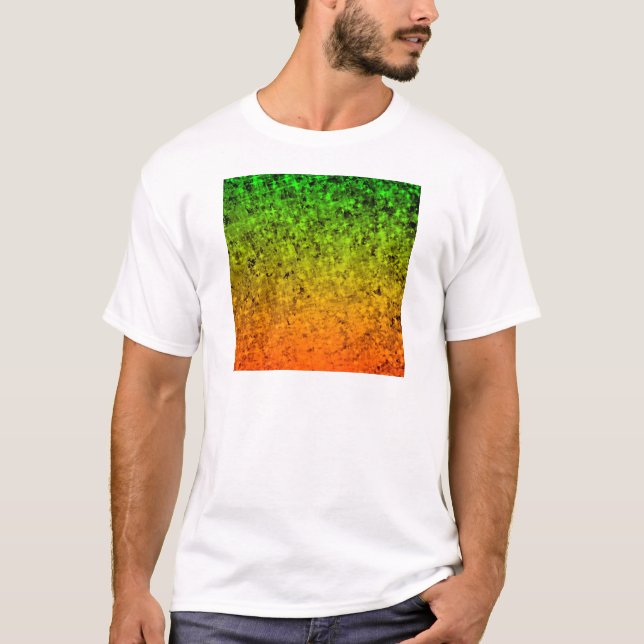 ROMANCE ME, Island Ombre Neon Orange Green Stars T-Shirt (Front)