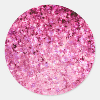 ROMANCE ME Pretty Pink Purple Stars Ombre Painting Classic Round Sticker