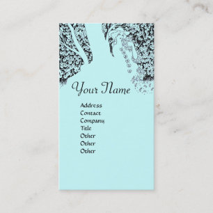 ROMANCE  MONOGRAM , black and blue Business Card