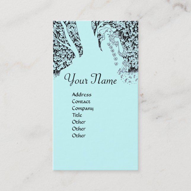 ROMANCE  MONOGRAM , black and blue Business Card (Front)
