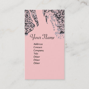 ROMANCE  MONOGRAM , black and pink Business Card