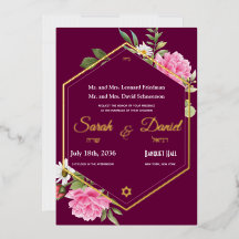 Romance Plum Pink Rose Gold Frame Jewish Wedding