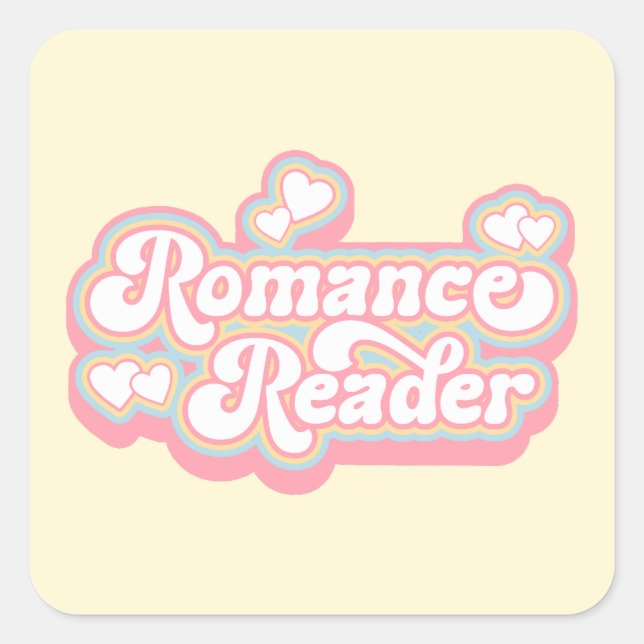 Romance Reader Pastel Retro Book Lover Quote Square Sticker (Front)
