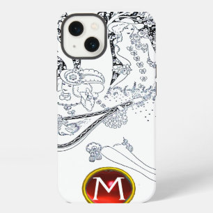 ROMANCE /ROMANTIC LOVERS BLACK WHITE RED MONOGRAM iPhone 13 CASE