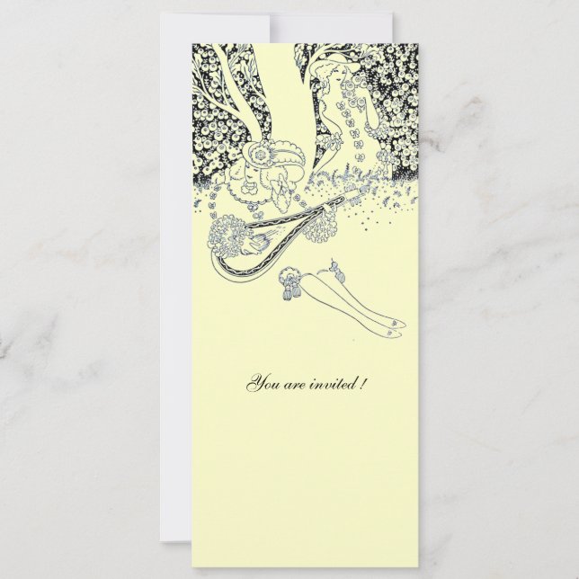 ROMANCE,ROMANTIC LOVERS BLACK WHITE WEDDING PARTY INVITATION (Front)