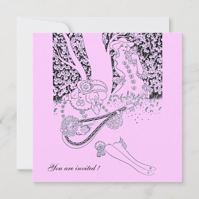ROMANCE /ROMANTIC LOVERS PINK LILAC WEDDING PARTY INVITATION (Front)