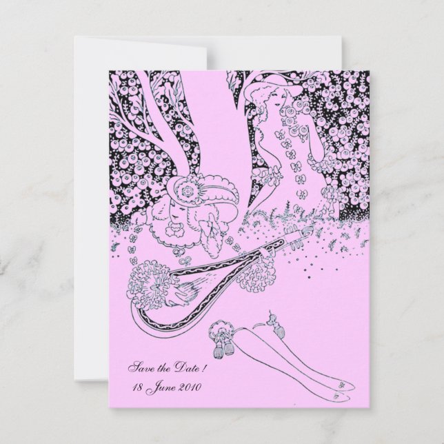 ROMANCE /ROMANTIC LOVERS PINK LILAC WEDDING PARTY INVITATION (Front)