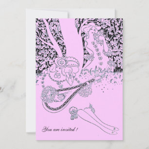 ROMANCE /ROMANTIC LOVERS PINK LILAC WEDDING PARTY INVITATION