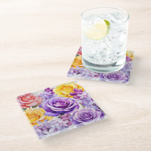 Romance Roses & Lilac Flowers Coaster