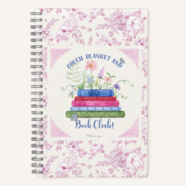 Romance Stack of Books Club Watercolor Pink Floral (Front)