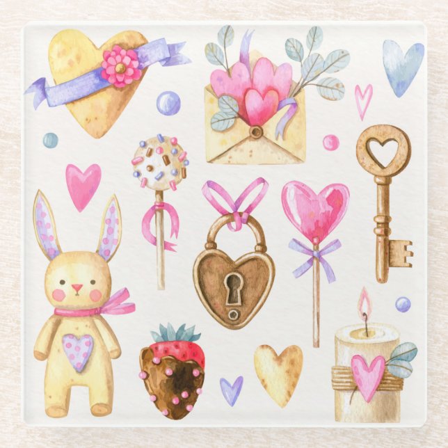 Romance Themed Glass Coaster (Front)