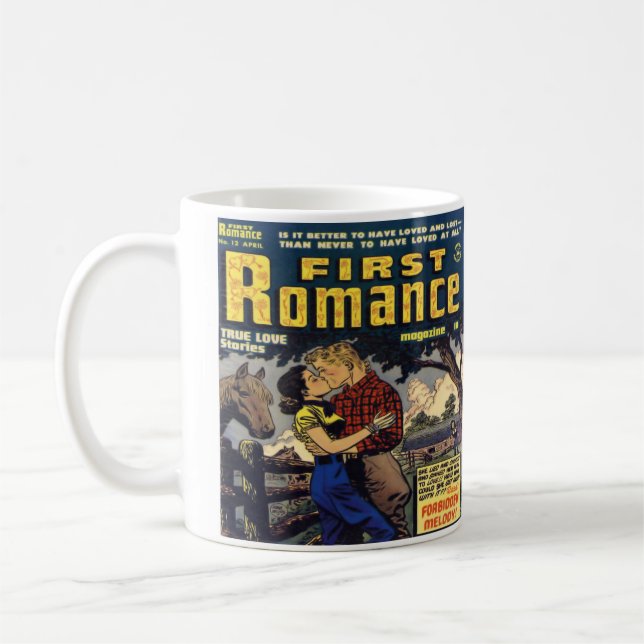 Romance Vintage Comic Book Design Coffee Mug Cup (Left)