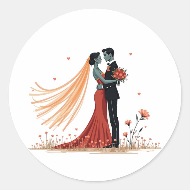 Romance Wedding Couple Sticker (Front)
