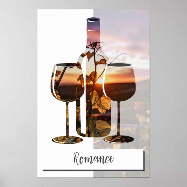 Romance - Wine For Two At Sunset Poster (Front)