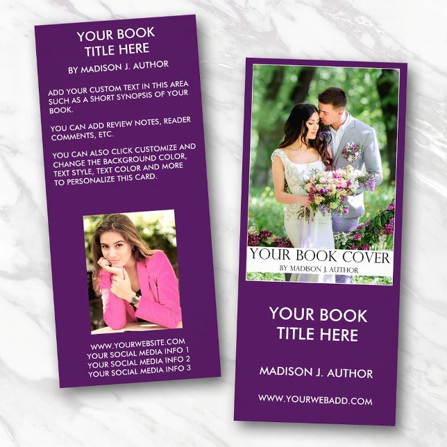 Romance Writer Book Cover | Author Photo Back Rack Card (Customize to change text size, style, background color and more.)