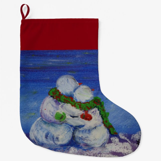 Romancing Snowman Christmas Stocking (Front)