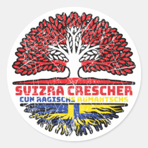 Romanen Rätoromanisch Graubündisch Graubünden Baum Classic Round Sticker