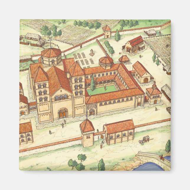Romanesque Abbey. Model Magnet (Front)