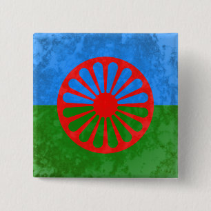 Romani flag 15 cm square badge