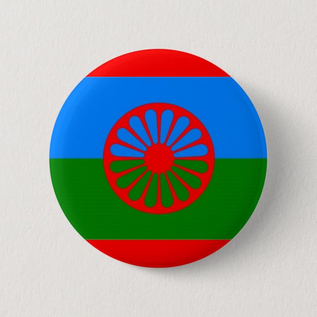 ROMANI FLAG 6 CM ROUND BADGE (Front)