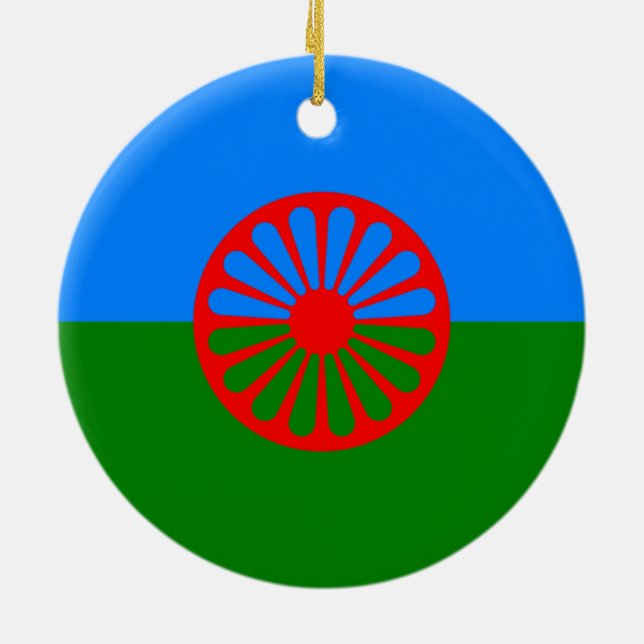 Romani Flag Ceramic Tree Decoration (Back)