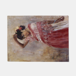 Romani Gypsy Woman Dancing (by Albert Edelfelt) Doormat
