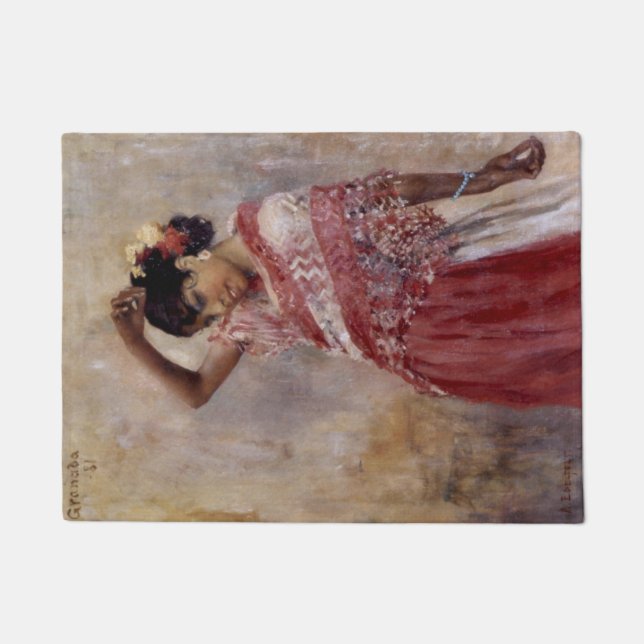 Romani Gypsy Woman Dancing (by Albert Edelfelt) Doormat (Front)