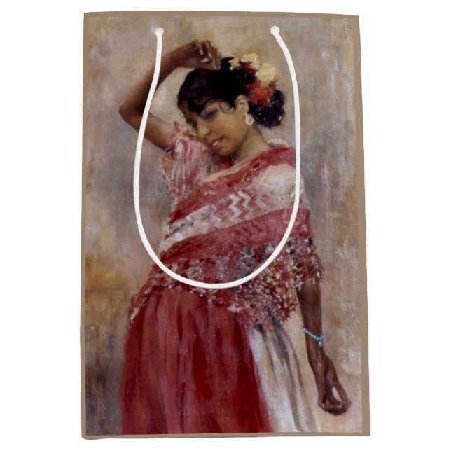 Romani Gypsy Woman Dancing (by Albert Edelfelt) Medium Gift Bag (Front)