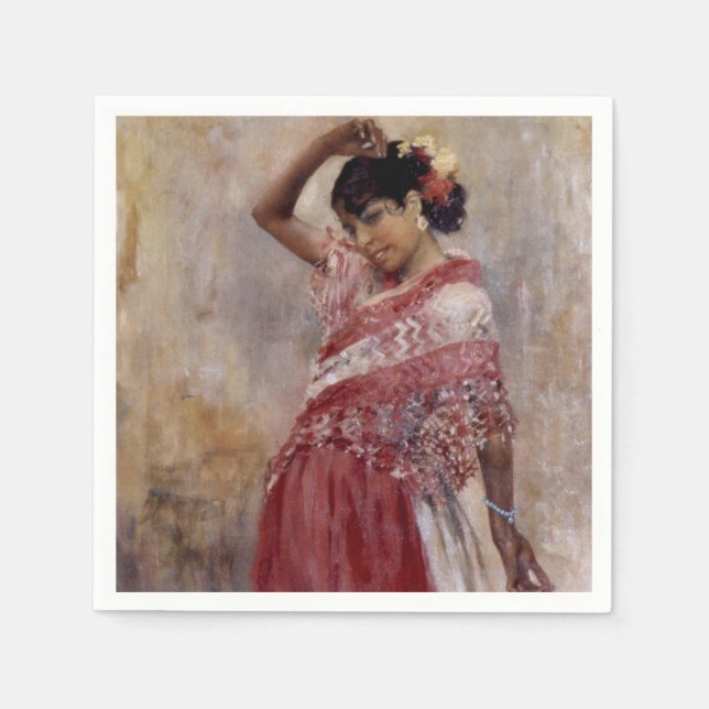 Romani Gypsy Woman Dancing (by Albert Edelfelt) Napkin (Front)