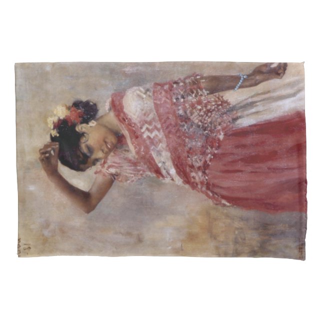 Romani Gypsy Woman Dancing (by Albert Edelfelt) Pillowcase (Front-Left)