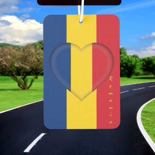 Romania air freshener, heart, Romanian Flag Car Air Freshener