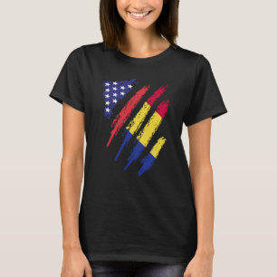 Romania American Grown Flag USA Patriot Heritage M T-Shirt