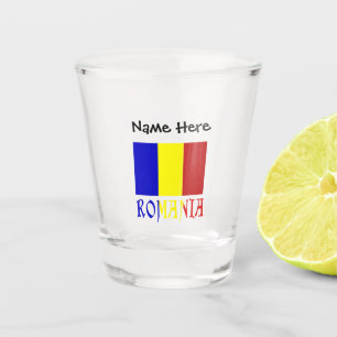 Romania and Romanian Flag with Your Name Shot Glass