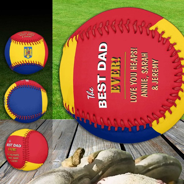 Romania Best Dad, patriotic Dads, Romanian Flag Baseball (Creator Uploaded)