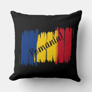 Romania Brushstroke Flag Cushion