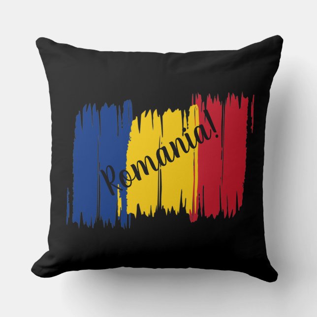 Romania Brushstroke Flag Cushion (Front)