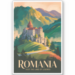 Romania Castle Landscape Illustration Travel Art
