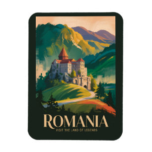 Romania Castle Landscape Illustration Travel Art Magnet