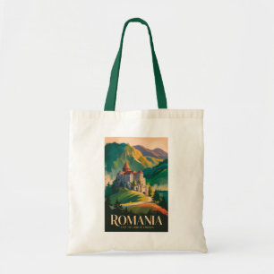 Romania Castle Landscape Illustration Travel Art Tote Bag