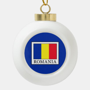 Romania Ceramic Ball Christmas Ornament
