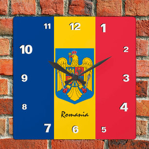 Romania Clock, patriotic home, Romanian Flag Square Wall Clock