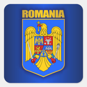 Romania Coat of Arms Square Sticker