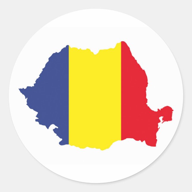 romania country flag map shape silhouette classic round sticker (Front)