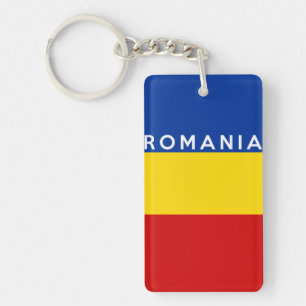 romania country flag symbol name text key ring