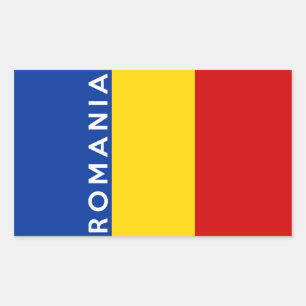 romania country flag symbol name text rectangular sticker
