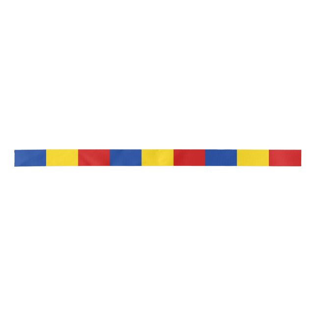 Romania country long flag symbol satin ribbon (Front)